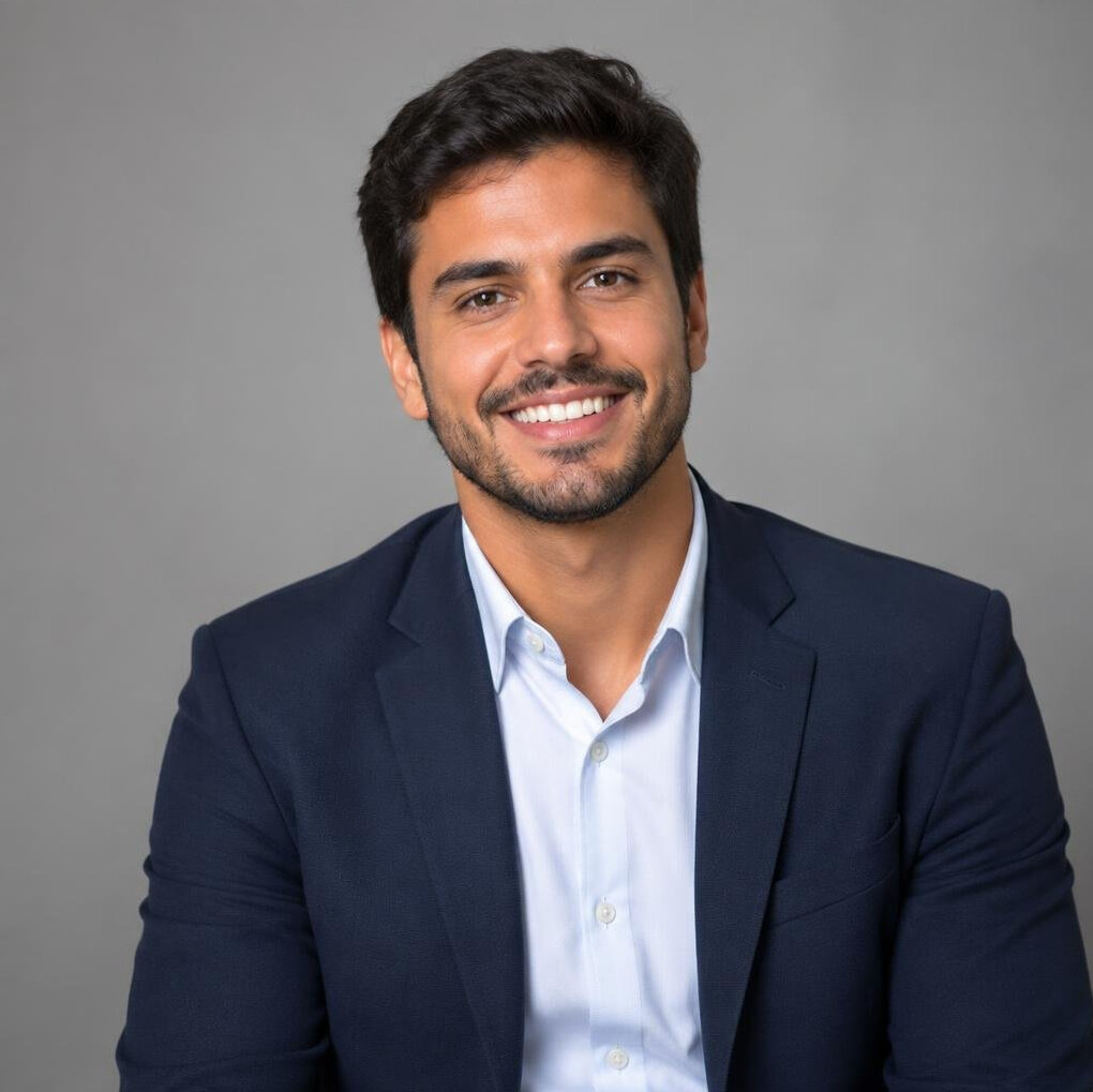 Smiling Brazilian man looking at camera