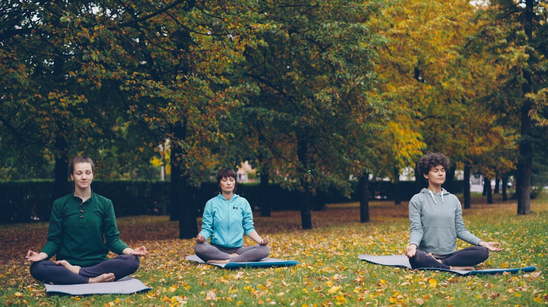 person meditating in nature